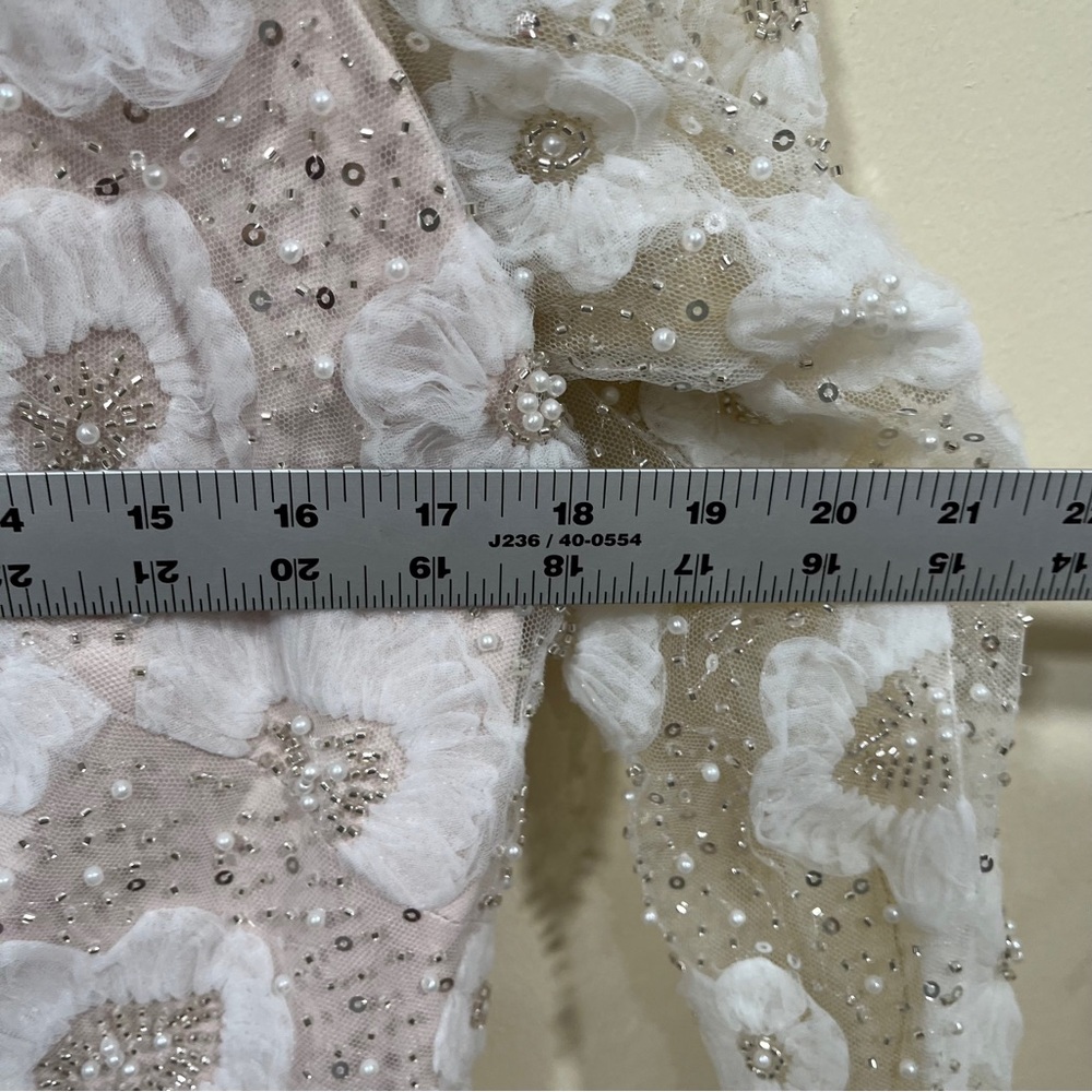 NWT Tadashi Shoji Rhinestone Embroidered Long Sleeve Cocktail Dress size12 ivory - Picture 5 of 11